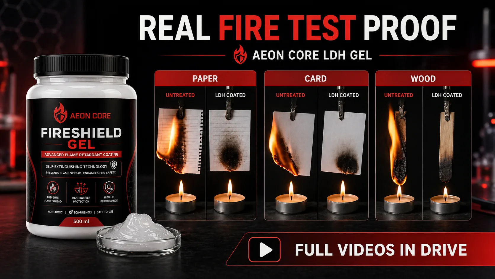 Aeon Core fire test proof on treated substrate
